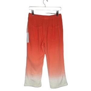 Young Fabulous & Broke Orange & White Ombre Crinkle Drawstring Lounge Pants Sz M